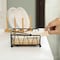 Basicwise Flat Metal Square Napkin Holder with Weighted Arm and a Wooden Tray Perfect for Adorning QI004650 - alternate 3
