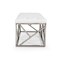 Homeroots 48in White and Silver Tufted Faux Leather Upholstered Bench 473162 - alternate 2