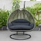 Leisuremod Charcoal Wicker Hanging 2 person Egg Swing Chair, Black ESCCH-57BL - alternate 3