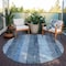 Homeroots 8' Blue And Gray Round Striped Washable Indoor Outdoor Area Rug 617838 - alternate 3
