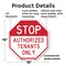 Signmission Stop Authorized Tenants Only, 18 Inch X 18 Inch, Plastic Sign OC-P-18-300 - alternate 2