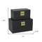 Homeroots Set of Two Black Solid Wood And Fabric Box With Lid, 2PK 489388 - alternate 2