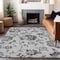 Homeroots 5' X 8' Gray Charcoal And Silver Floral Washable Indoor Outdoor Area Rug 589471 - alternate 2