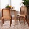 Baxton Studio Caspia MidCentury Modern Walnut Brown Mahogany Wood and Natural Rattan 2Piece Dining Chair Set 211-2PC-12760-ZORO - alternate 2