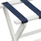Homeroots Earth Friendly White Folding Luggage Rack With Navy Straps 383088 - alternate 2
