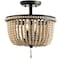 Jonathan Y Allie 14" Wood Beaded/Metal LED Semi Flush Mount, Black / Light Taupe JYL9020A - alternate 1