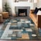 Homeroots 9' X 12' Teal Blue Gray And Gold Geometric Washable Indoor Outdoor Area Rug 604486 - alternate 2