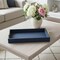Homeroots Navy Blue Linen and Wooden Tray 401794 - alternate 2