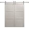 Sartodoors Modern Double Barn Door 60 x 96 inches, Ego 5010 Painted White Oak, 13FT Silver Rail Track Set, S EGO5010DB-S-PWO-6096 - alternate 1