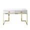Homeroots 47" White and Gold Writing Desk With Two Drawers 543798 - alternate 2
