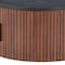 Homeroots 32" Black and Walnut Wood Round Drum Coffee Table 576841 - alternate 2