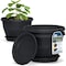 Lifemaster 10-Inch Whiskey Barrel Planters, Durable Plastic Pots with Drainage and Saucer, 2PK LMPBP2BLK2 - alternate 1
