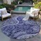 Homeroots 8' Navy Blue Gray And Green Round Floral Medallion Washable Indoor Outdoor Area Rug 603181 - alternate 3