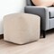 Homeroots 18" Ivory Chenille Cube Pouf Ottoman 534104 - alternate 1