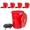 Magnum Tool Red 44 Gallon Trash Can Set, Trash Can, Quiet Dolly, and Reinforced Lid, 5 Set CMTC-CLD0-44R05 - alternate 1