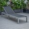 Leisuremod Marlin Modern Grey Aluminum Outdoor Patio Chaise Lounge Chair, Square Fire Pit Side Table, Black MLGRCF21-77BL - alternate 3