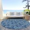 Homeroots 8' Navy Blue And Ivory Round Geometric Washable Indoor Outdoor Area Rug 583338 - alternate 2