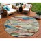 Homeroots 8' Green Teal Blue And Terra Cotta Round Abstract Washable Indoor Outdoor Area Rug 603127 - alternate 1