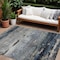 Homeroots 10' X 14' Navy Blue Gray And Black Abstract Washable Indoor Outdoor Area Rug 605966 - alternate 1