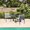 Armen Living Cayman Outdoor Patio Dining Chairs in Aluminum with Gray Cushions - Set of 2 LCCCSIBL - alternate 3