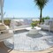 Homeroots 8' Navy Blue And Sky Blue Round Geometric Washable Indoor Outdoor Area Rug 588258 - alternate 2