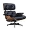 Homeroots 28" Black and Light Brown Tufted Genuine Leather Lounge Chair With Ottoman 636340 - alternate 2