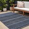 Homeroots 9' X 12' Denim Blue And Gray Striped Washable Indoor Outdoor Area Rug 577767 - alternate 1