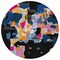Homeroots 8' Black Blue And Pink Round Abstract Washable Indoor Outdoor Area Rug 599540 - alternate 2