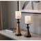 Homeroots Set of Two Black And Brown Metal And Solid Wood Tabletop Pillar Candle Holders, 2PK 634843 - alternate 2
