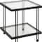 Homeroots 22" Black And Clear Glass And Steel Square End Table With Shelf 544196 - alternate 2