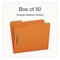 Pendaflex Colored Top Tab Fastener Folders, 1/3-Cut Tab: Assorted, Exp 0.75", 2 Fastener, Letter, Orange, 50PK 1007029 - alternate 2