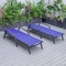 Leisuremod Marlin Patio Chaise Lounge Chair with Armrests in Black Aluminum Frame, Navy Blue, 2PK MLABL-77NBU2 - alternate 2
