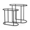 Homeroots Set of Two 13" Clear and Black Glass and Metal Tray Tables, 2PK 605370 - alternate 1