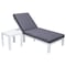 Leisuremod Chelsea Modern Outdoor White Chaise Lounge Chair With Side Table & Blue Cushions CLTW-77BU - alternate 1