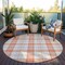 Homeroots 8' Coral And Beige Round Plaid Washable Indoor Outdoor Area Rug 601322 - alternate 2