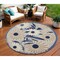 Homeroots 8' Blue and Gray Round Floral Indoor Outdoor Area Rug 527641 - alternate 2