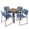Regency Square Kee Breakroom Table W/ 4 Zeng Stack Chairs, 30 in W, 30 in L, Noble Oak TB3030NOBPBK44BE - alternate 1