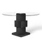 Homeroots 51" Clear and Black Glass and Solid Wood Pedestal Base Round Top Dining Table 633117 - alternate 2