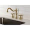Kingston Brass Double-Handle Widespread Kitchen Faucet, Brushed Brass KB1797BEXLS - alternate 2