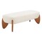 Homeroots 50in Ivory and Brown Fabric and Solid Wood Upholstered Bench 720917 - alternate 2