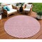 Homeroots 8' Pink And Ivory Round Chevron Washable Indoor Outdoor Area Rug 596287 - alternate 1