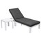 Leisuremod Chelsea Modern Outdoor White Chaise Lounge Chair With Side Table & Black Cushions CLTW-77BL - alternate 1