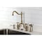 Kingston Brass Bridge Kitchen Faucet with Brass Sprayer, Antique Brass KS7753AXBS - alternate 2