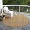 Homeroots 8' Gold Gray And Ivory Round Striped Washable Indoor Outdoor Area Rug 597387 - alternate 3