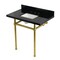 Kingston Brass 36" Black Granite Console Sink with Brass Legs, 8-Inch, 3-Hole, Black Granite/Brushed Brass KVPK36KBSQ7 - alternate 1
