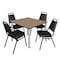 Regency Square Kee Breakroom Table W/ 4 Restaurant Stack Chairs, 48 in W, 48 in L, Noble Oak TB4848NOBPCM29BK - alternate 1