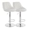 Elama 2 Pc Diamond Stitched Faux Leather Bar Stool in White with Chrome Base  and Adjustable Height ELM-704C-WHT - alternate 1