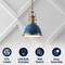Jonathan Y Homer 10" 1-Light Modern Industrial Metal LED Dome Pendant, Navy/Brass Gold JYL9535G - alternate 2
