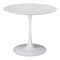 Homeroots 35" White Wood and Metal Pedestal Base Round Top Dining Table 602232 - alternate 1