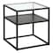 Homeroots 22" Black And Clear Glass And Steel Square End Table With Shelf 544184 - alternate 2